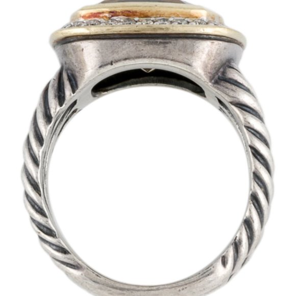 DAVID YURMAN 18K YELLOW GOLD & STERLING DIAMOND & SMOKEY QUARTZ ALBION RING - Picture 7 of 9